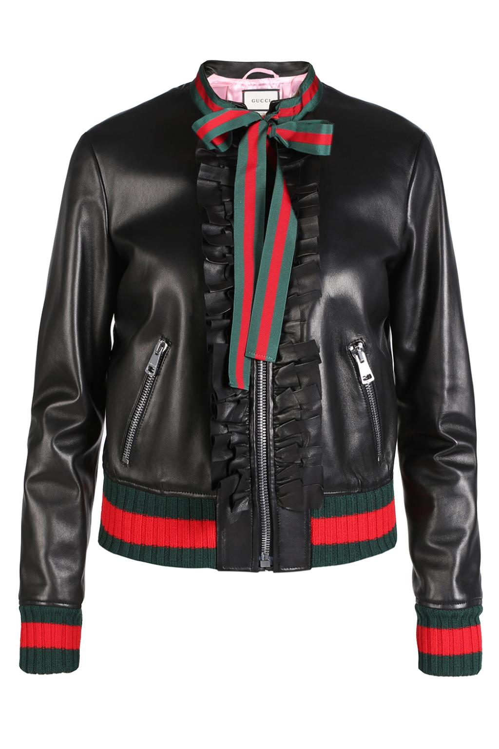 Gucci Ruffle leather bomber jacket Women's Clothing Vitkac